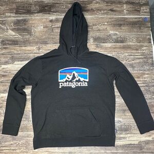 Patagonia P-6 Logo Uprisal Hoodie Black Recycled Cotton Men’s XL - GUC